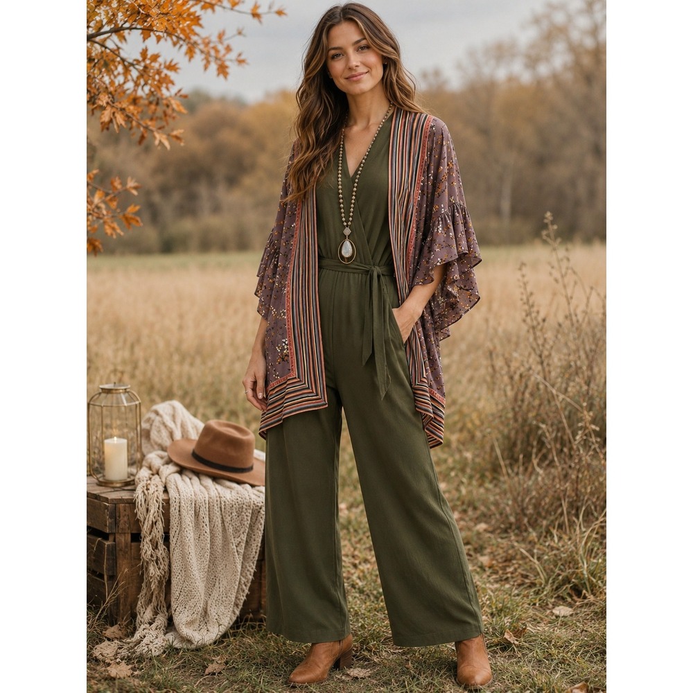 ✨2/$20 Matilda Jane Along the Way Floral Open Front Kimono XS S Fall Topper Boho